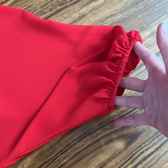 Ann Taylor Red Dolman Sleeve Dress w/belted flare. New with tags. M Petite - Picture 6 of 7